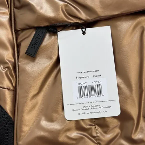 Calpak Luka Laptop Backpack Padded Travel Work School Bag Luggage Copper Color - Picture 3 of 9